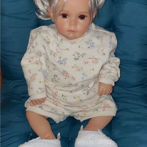 Floral Print Baby Doll with White Sneakers